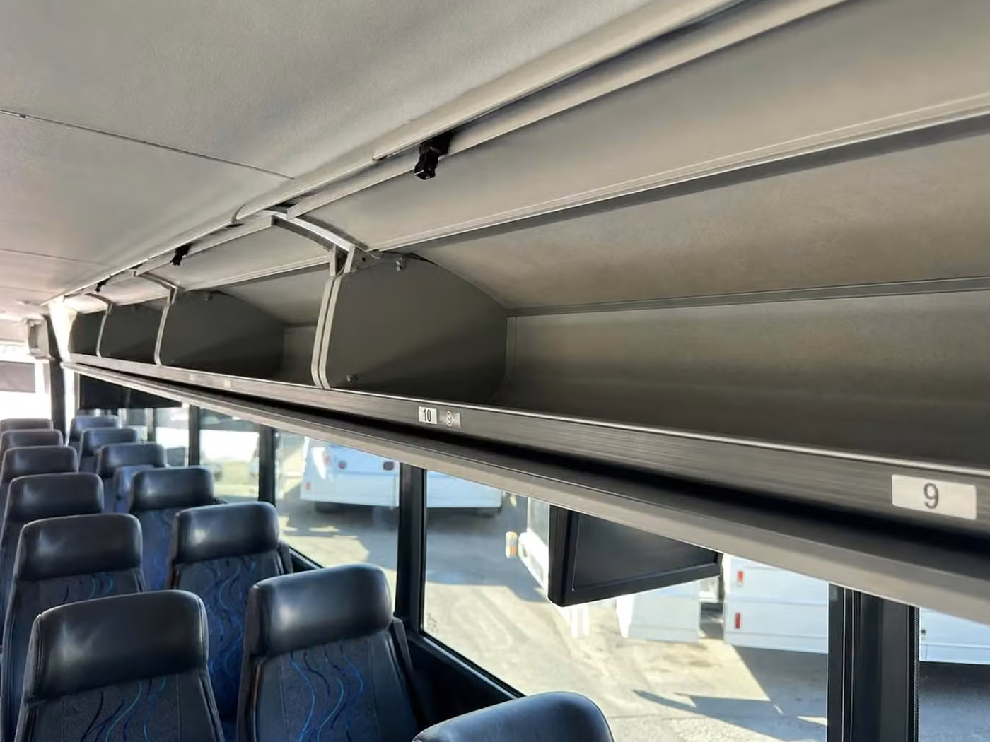brownsburg 18 passenger minibus overhead storage