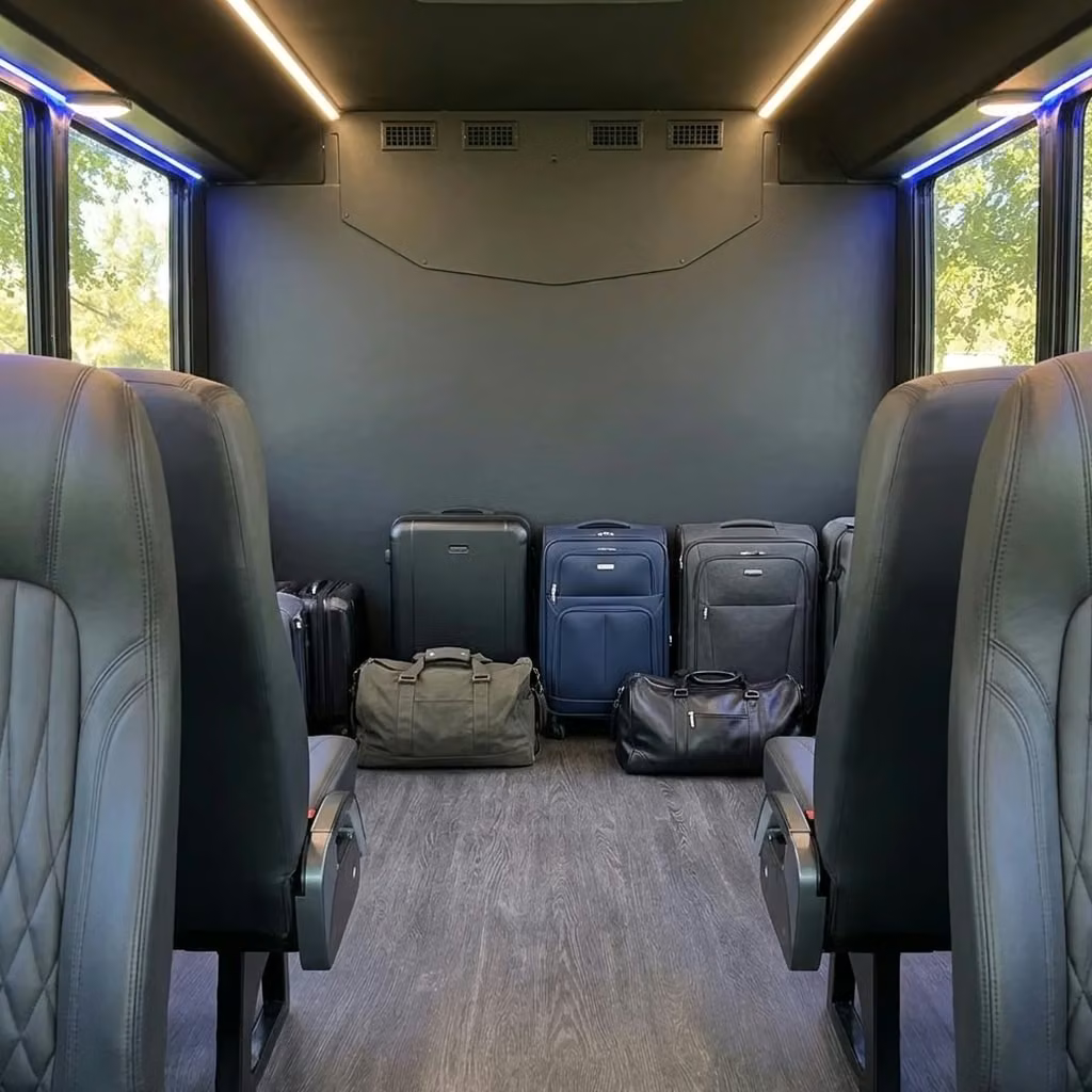 brownsburg 20 passenger minibus luggage area