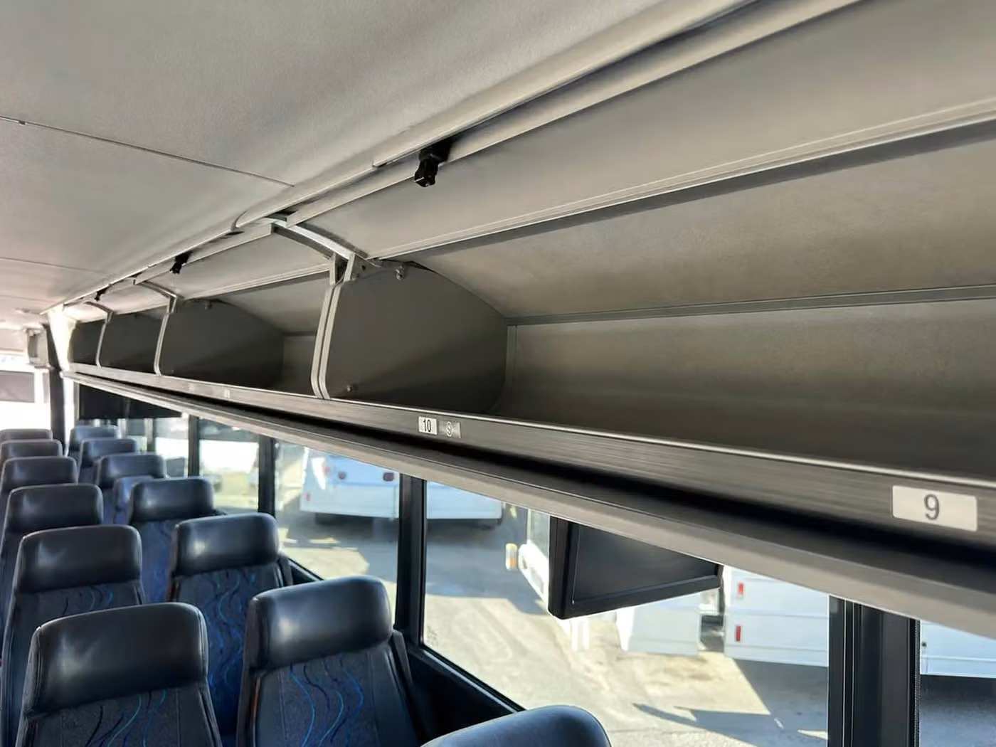 brownsburg 25 passenger minibus overhead storage