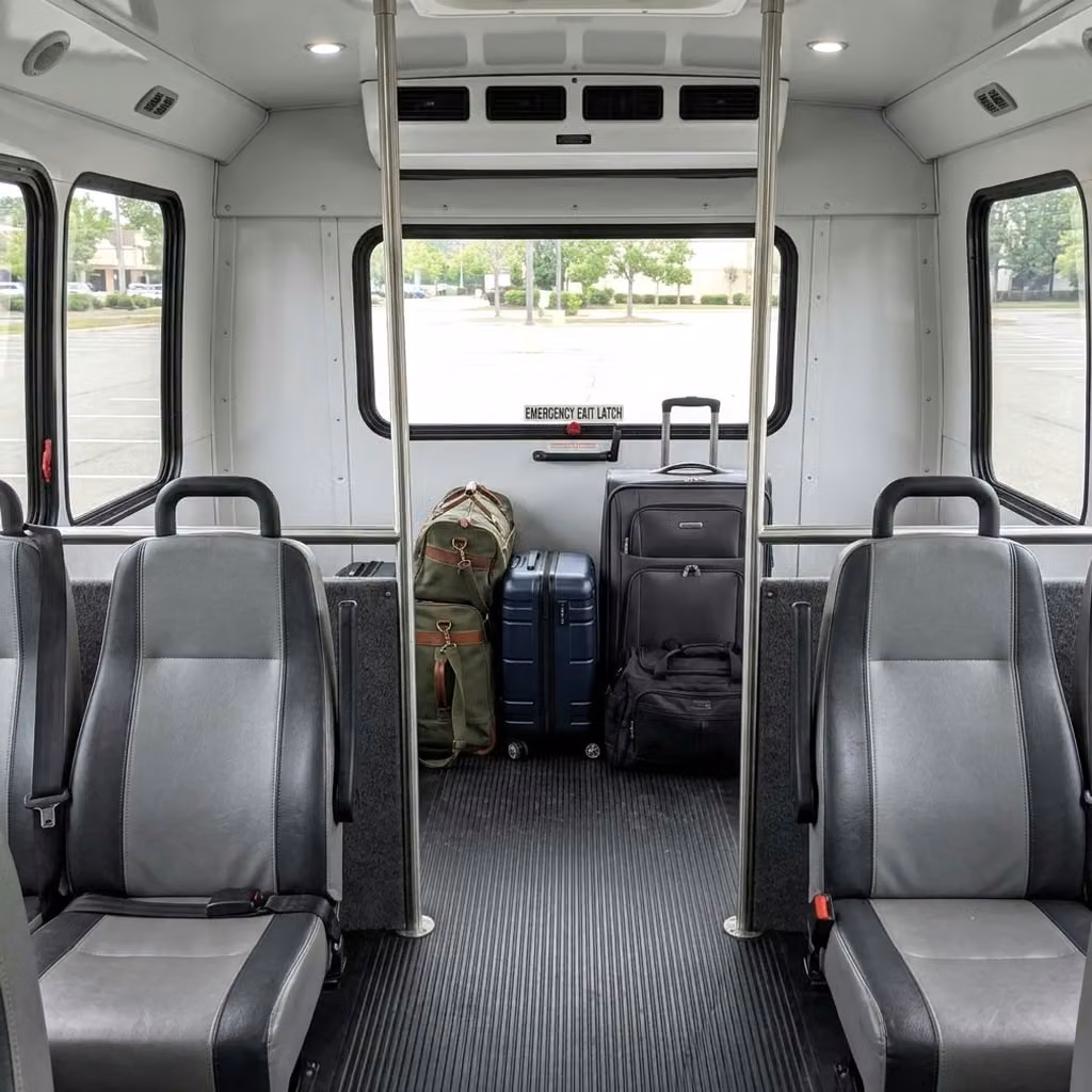 brownsburg 28 passenger minibus luggage area