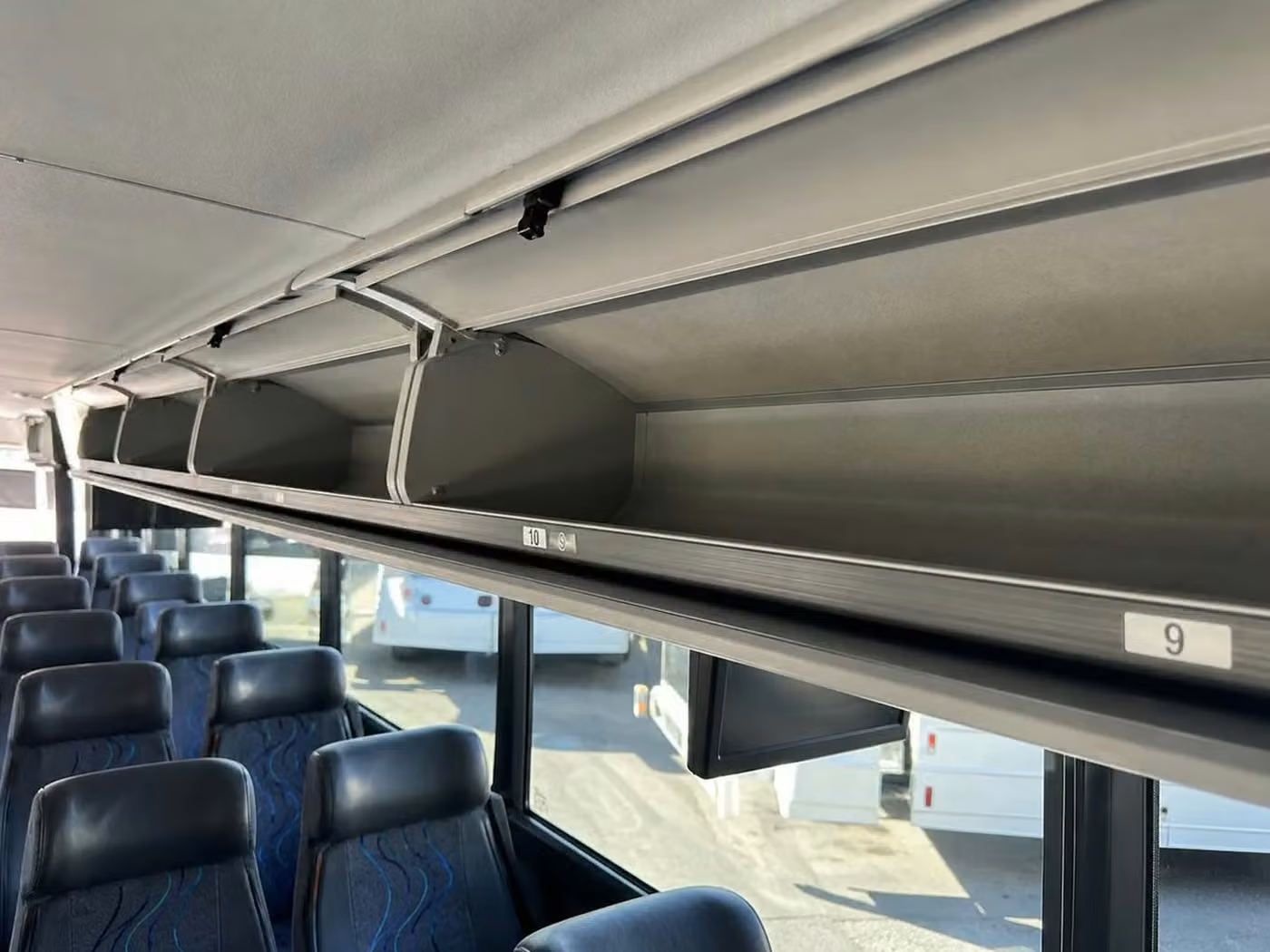 brownsburg 28 passenger minibus overhead storage