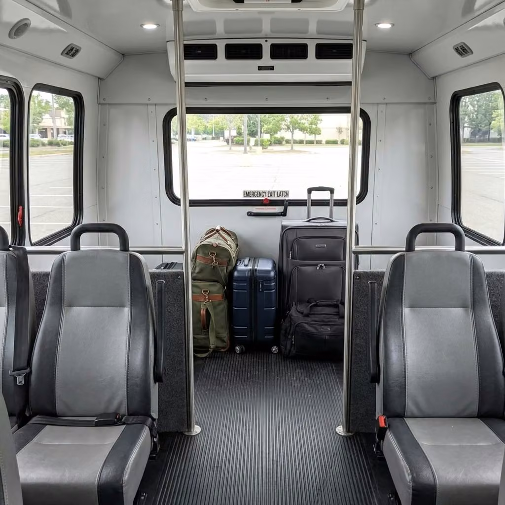 brownsburg 30 passenger minibus luggage area