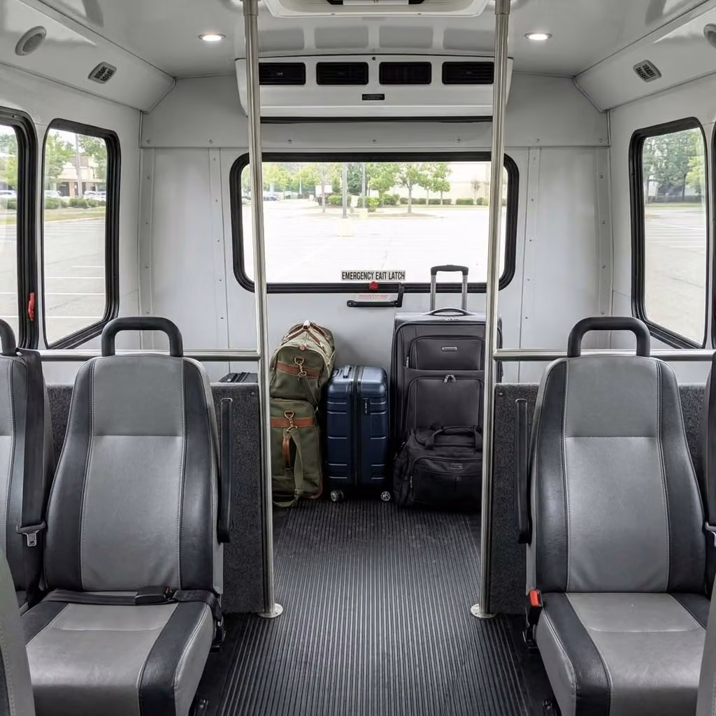 brownsburg 35 passenger minibus luggage area
