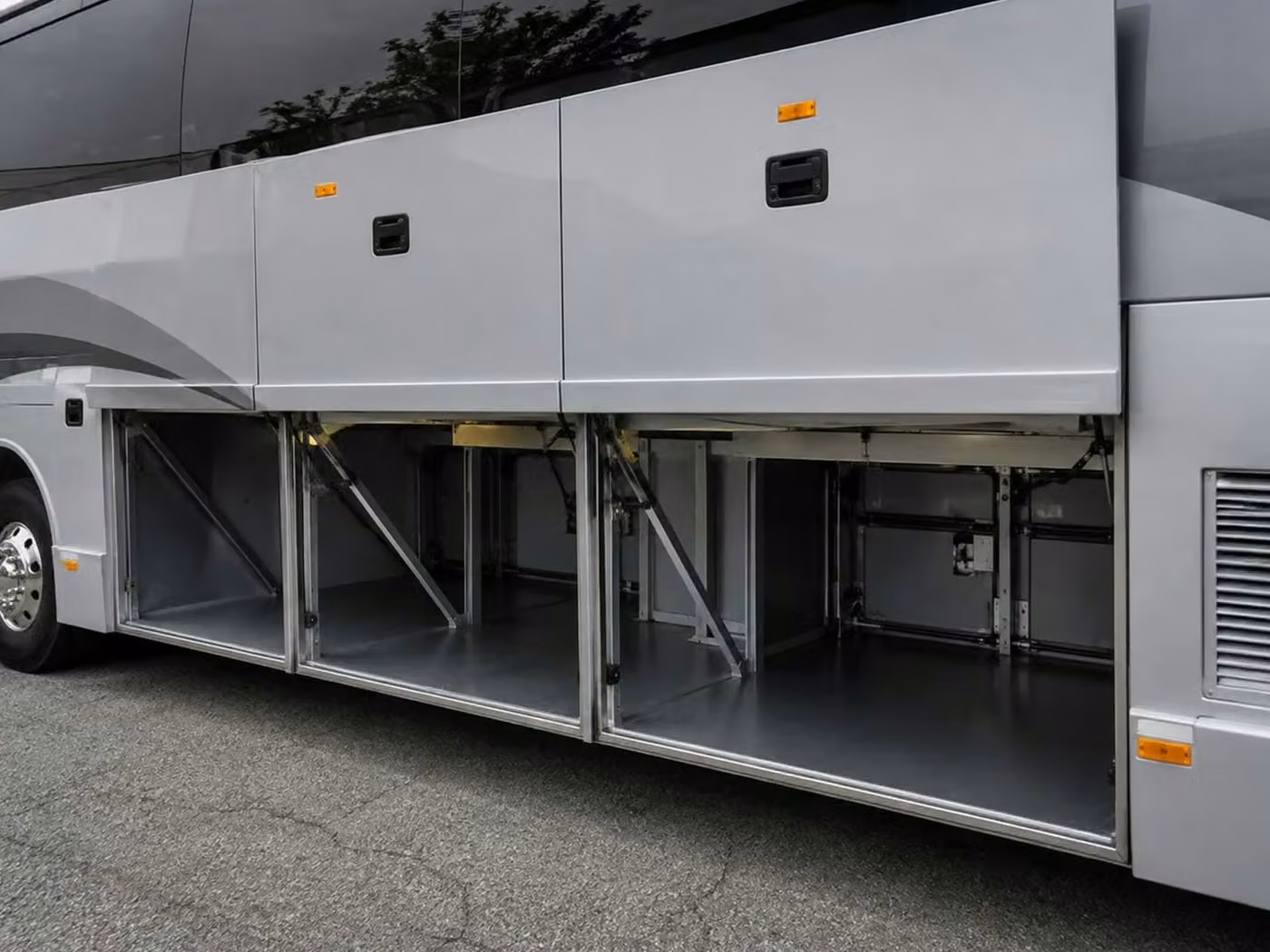 brownsburg 56 passenger charter bus luggage bays