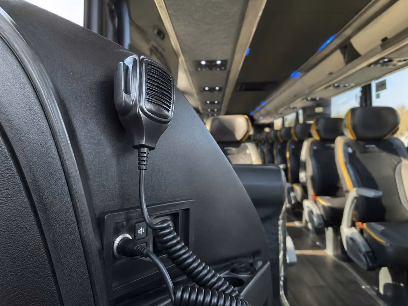 brownsburg 56 passenger charter bus pa system