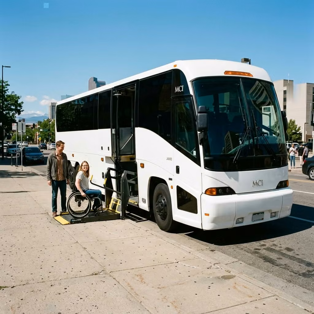 brownsburg 56 passenger charter bus wheelchair lift