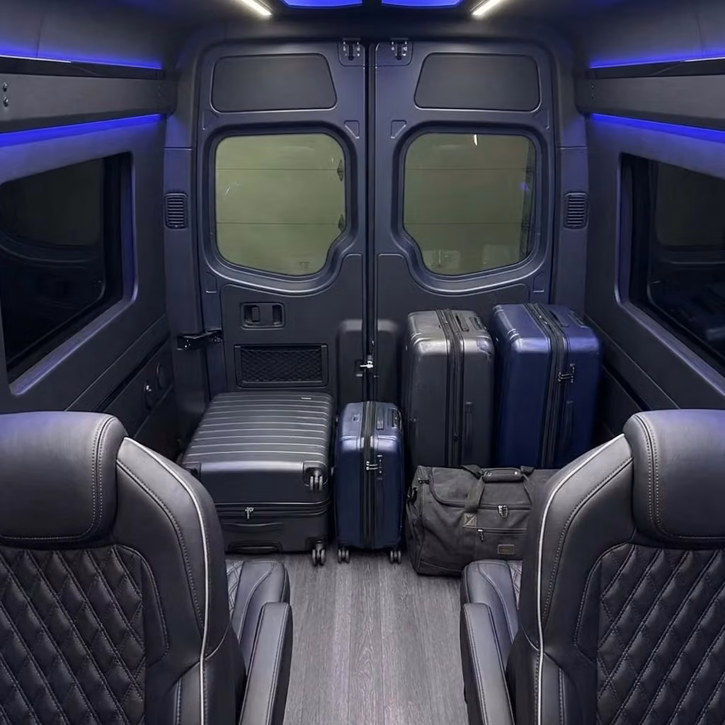 brownsburg sprinter van rental with driver luggage area